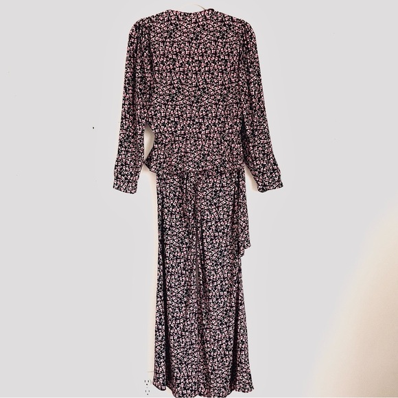 Zara Pink Floral Flare Pants And Boho Asymmetric Peplum Blouse 2 Piece Set EUC - Picture 16 of 16